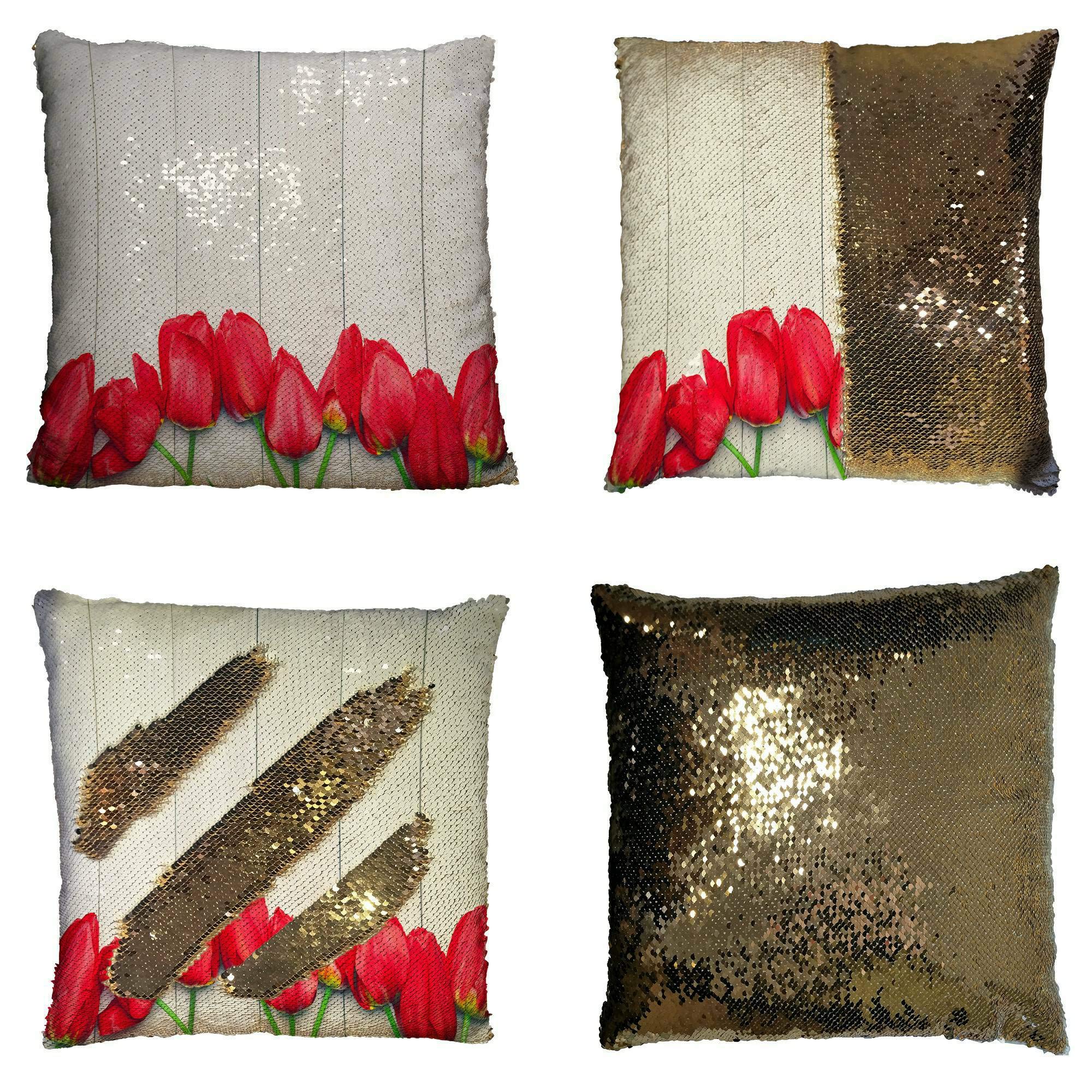 ECZJNT Red Tulips Easter Decorative Pillow Cover 16x16 Inch - Floral Spring Home Decor Cushion Case for Sofa, Bed, Living Room & Seasonal Celebration