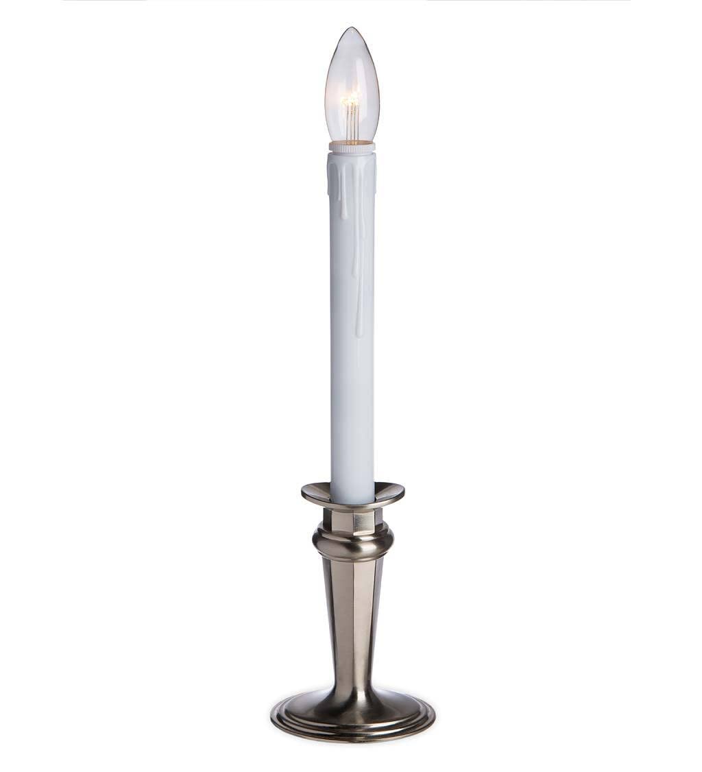 Plow & Hearth Adjustable Window Candles with Timer & Remote - Set of 4 Dual-Intensity LED Bulbs, Compact Colonial Style (9
