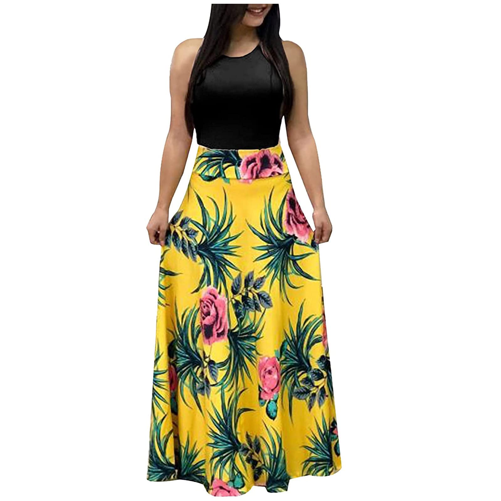 Women's Floral Boho Maxi Dress - Short Sleeve Loose Summer Sundress for Casual Wear, Beach Cover Up & Party Outfit | Perfect for Vacation, Date Night & Outdoor Events