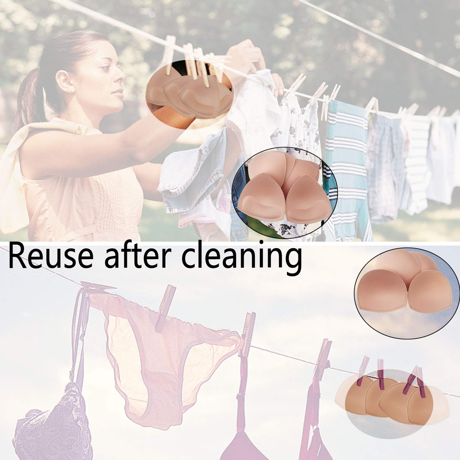 WMugthome 3-Pair Sewn Bra Pads Inserts for Women - Soft Removable Padding for Sports Bras, Yoga Bras & Push Up Bras - Nipple Coverage & Enhanced Comfort (Ideal for Gym, Workout & Everyday Wear)