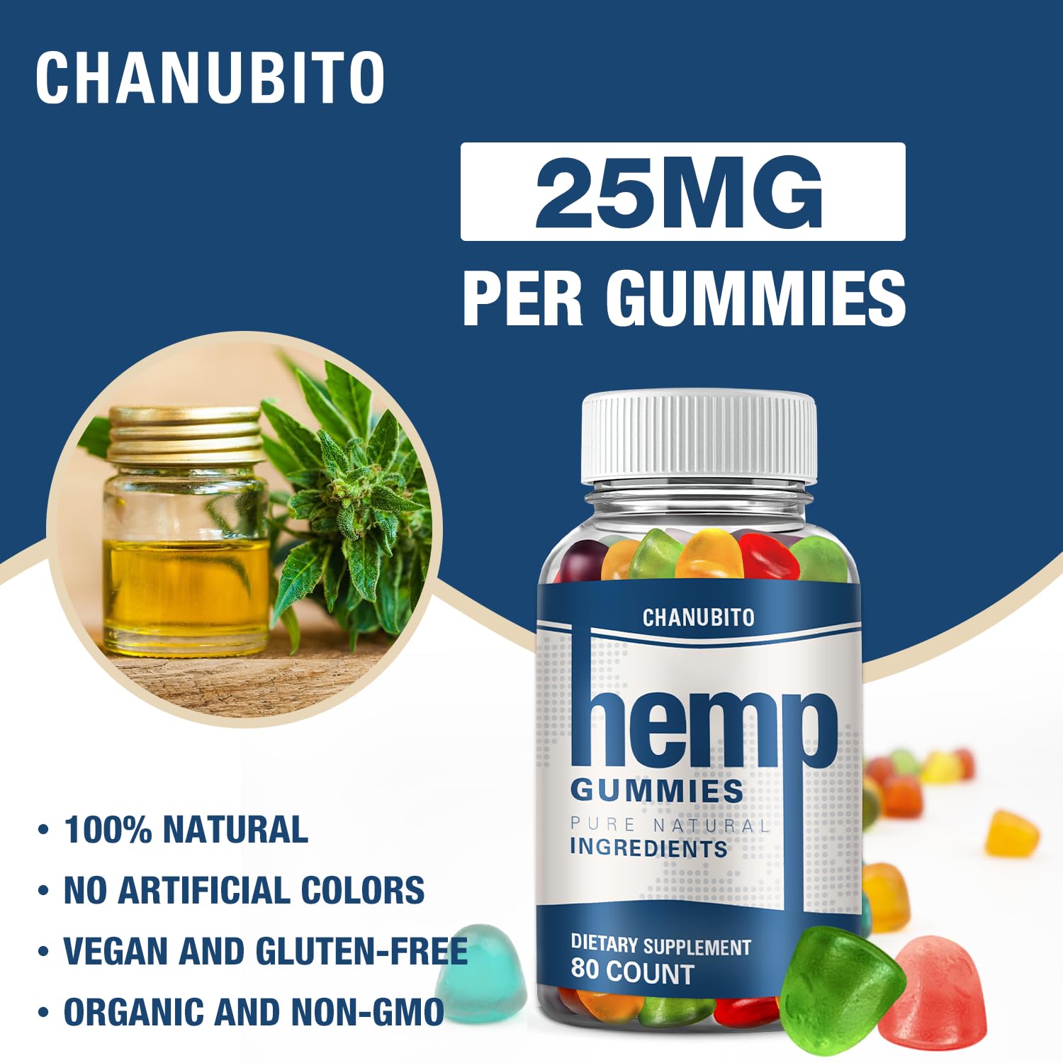 Organic High Potency Hemp Gummies - 1 Pack with Pure Hemp Oil Extract for Pain Relief, Better Sleep & Stress Support | Vegan, Non-GMO Natural Fruity Edibles | Perfect for Nighttime Relaxation & Daily Wellness Routine