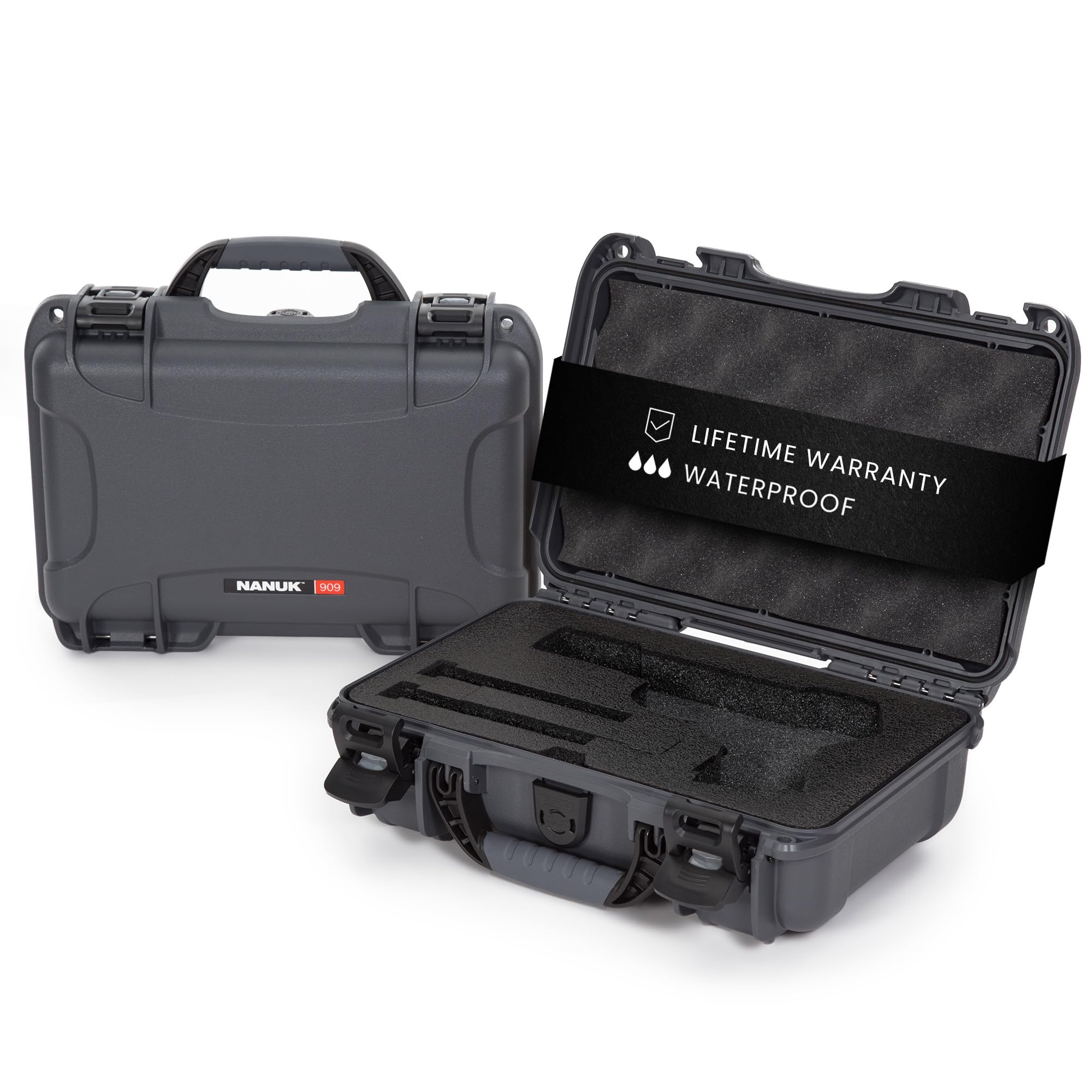NANUK 909 Classic Hard Case with Custom Foam Insert - IP67 Waterproof & Crushproof Rugged Protective Case for Cameras, Drones, Electronics - 12.6” x 9” x 4.4” - Made in North America - Perfect for Travel, Outdoor Adventures & Equipment Storage