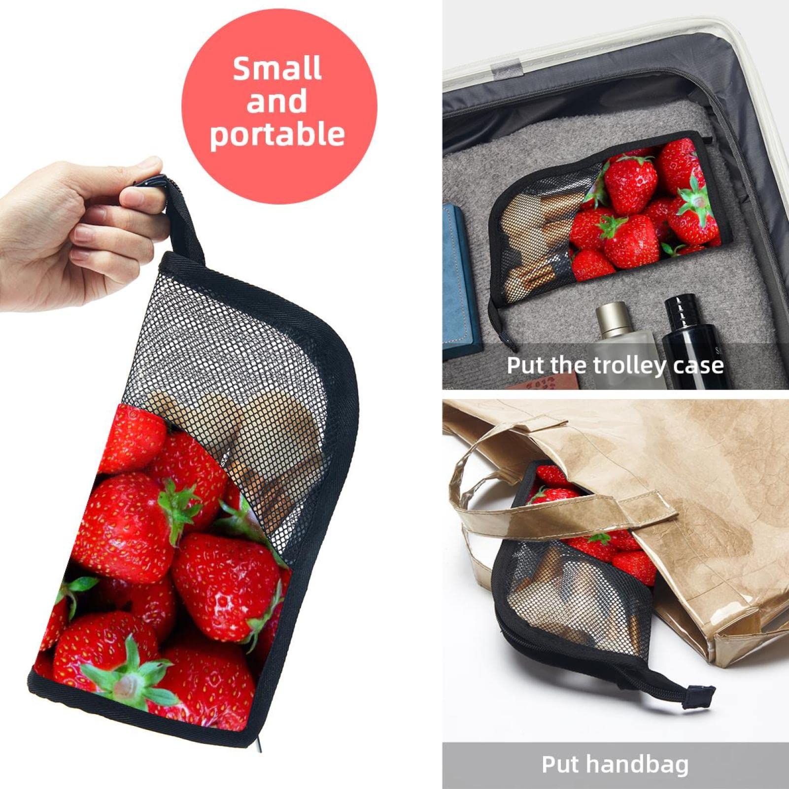 12-Piece Strawberry Makeup Brush Organizer Bag - Portable Travel Brush Holder Case for Makeup Brushes | Perfect for Travel, Home, and Professional Use