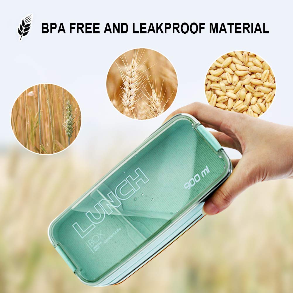 **Eco-Friendly 3-in-1 Wheat Straw Bento Box - Leakproof & Stackable Lunch Container for Adults & Kids | Perfect for Meal Prep, Office, School & Picnics**