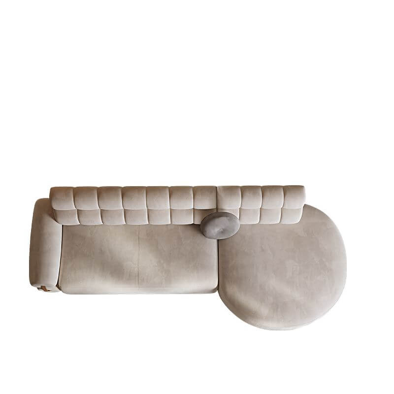 L-Shaped Sectional Sofa with Chaise Lounge, Channel Tufted Back, Soft White Polyester Blend Fabric, Seats 5, Round Arms & Hidden Support - Perfect for Living Room, Family Room or Home Theater