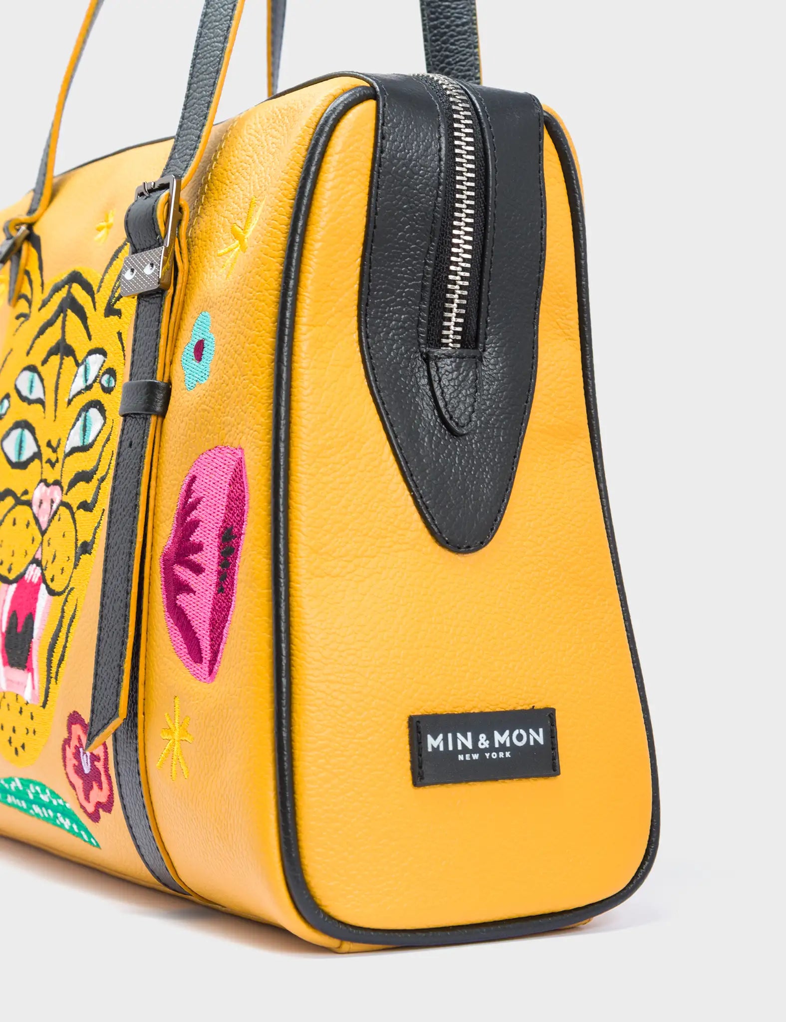 Esther Golden Glow Satchel Bag - Tiger & Floral Embroidery Crossbody Purse for Women | Perfect for Parties, Travel & Everyday Use