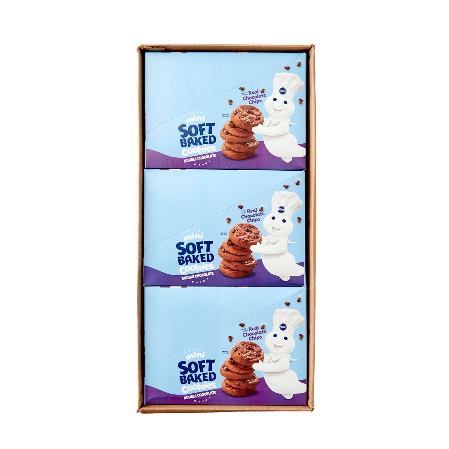 Pillsbury Mini Double Chocolate Cookies - 6 Count, 18 oz (Pack of 9) | Soft Baked Chocolate Chip Cookies for Snacks, Parties & Lunchboxes | Perfect for Kids, Office Treats & Holiday Desserts