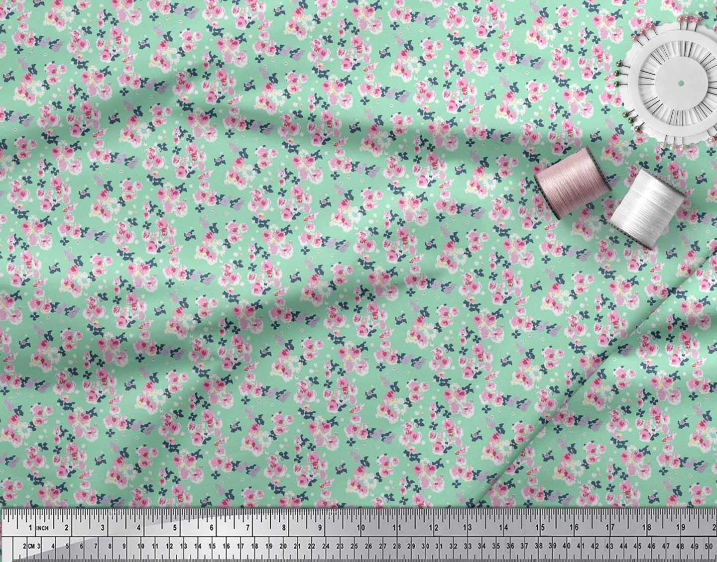 Soimoi Moss Georgette Brown Fabric by The Yard - 42 Inch Wide Floral Printed Fabric for Dresses, Scarves & Home Decor - Artistic Flower Design Elegant Chiffon Material for Sewing DIY Projects