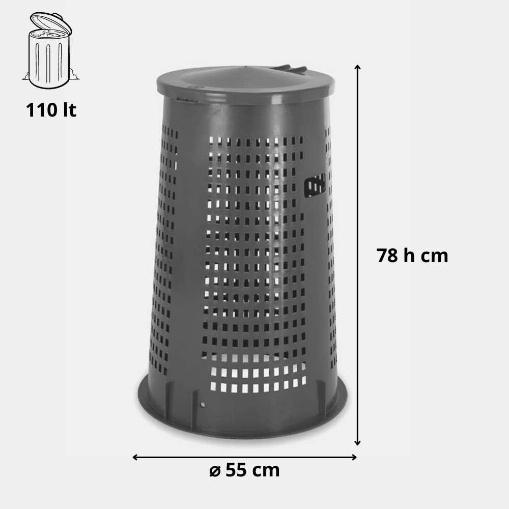 110L Green Trash Can with Lid & Bag Holder - Heavy Duty Waste Bin for Kitchen, Office, Bathroom - No Pedal Design for Easy Use