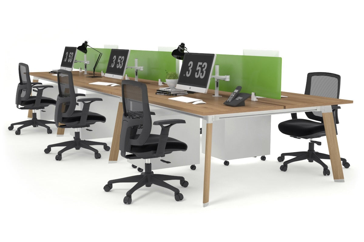 6-Person Wooden Workstation with Cable Management - 1600L x 800W Office Desk for Team Collaboration | Perfect for Open Office Spaces & Coworking Environments