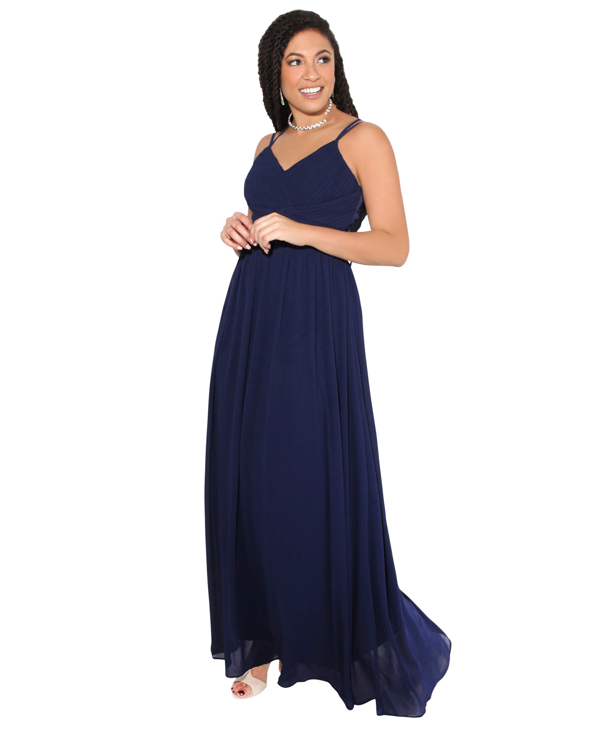 KRISP® Women's Strappy Backless Chiffon Maxi Dress for Wedding, Bridesmaid, Formal Party - Elegant Evening Gown for Prom, Cocktail, and Special Occasions