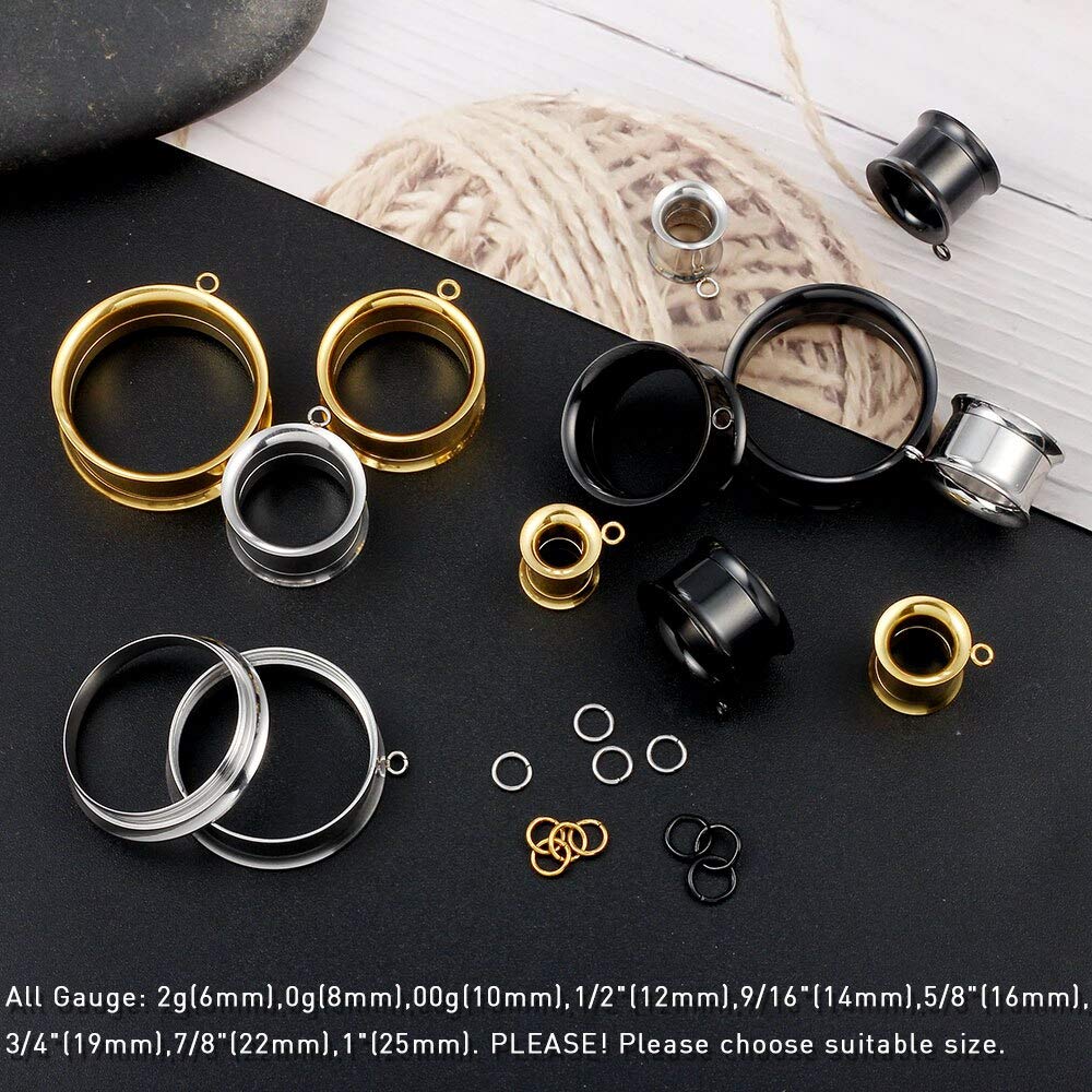 LADEMAYH 3 Pairs Stainless Steel Ear Gauges & Tunnels for Men and Women - DIY Stretching Plugs, Body Piercing Jewelry - Perfect for Daily Wear, Parties and Alternative Fashion Styles