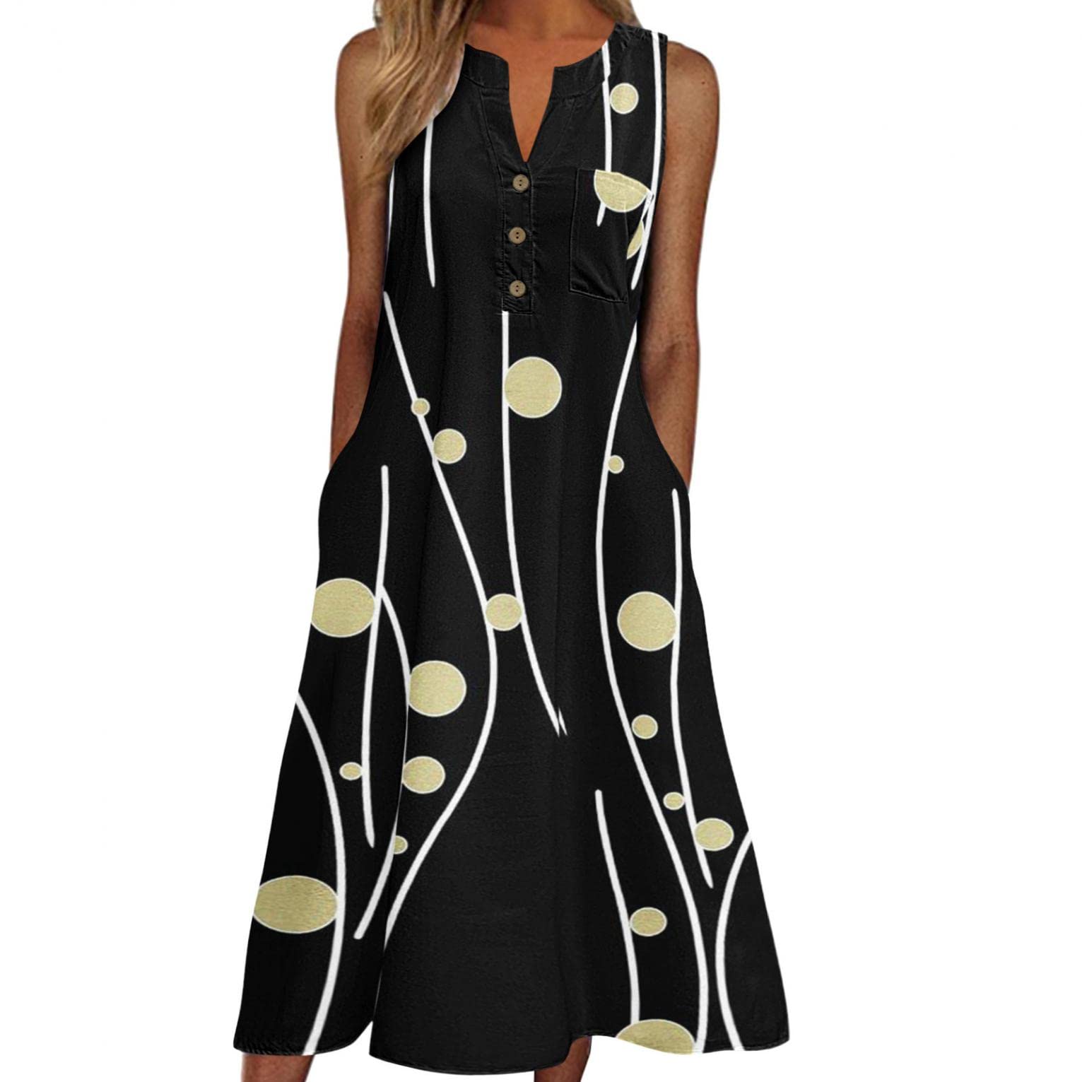 INNOVIERA Women's Plus Size Sleeveless Maxi Dress - Flowy Boho Beach Dress with Adjustable Straps for Summer, Vacations, Parties & Casual Wear