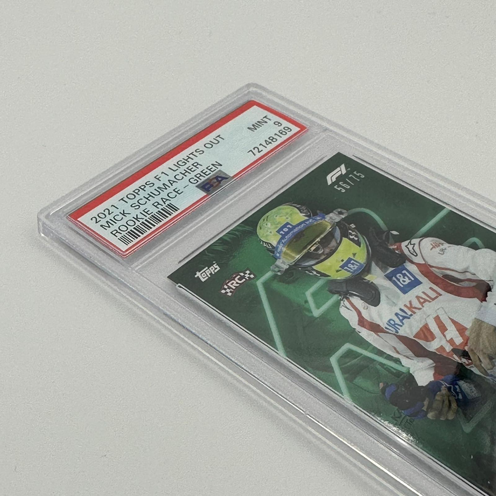 PSA 9 Graded 56/75 Mick Schumacher Rookie Race Green Parallel - Collectible Racing Card for Fans & Investors - Perfect for Display, Trading, and Memorabilia Collections