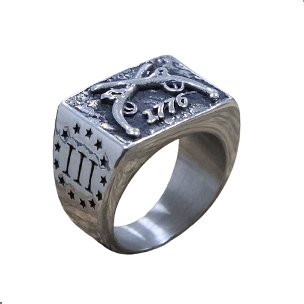 Vintage 1776 Heavy Metal Cowboy Ring - Men's Biker Jewelry for Independence Day