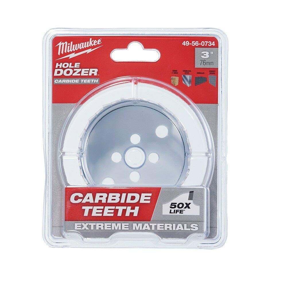 Milwaukee 49-56-0734 3-Inch Hole Dozer with Carbide Teeth - Heavy Duty Hole Cutter for Wood, Metal & Plastic - Perfect for Construction, Carpentry & DIY Projects