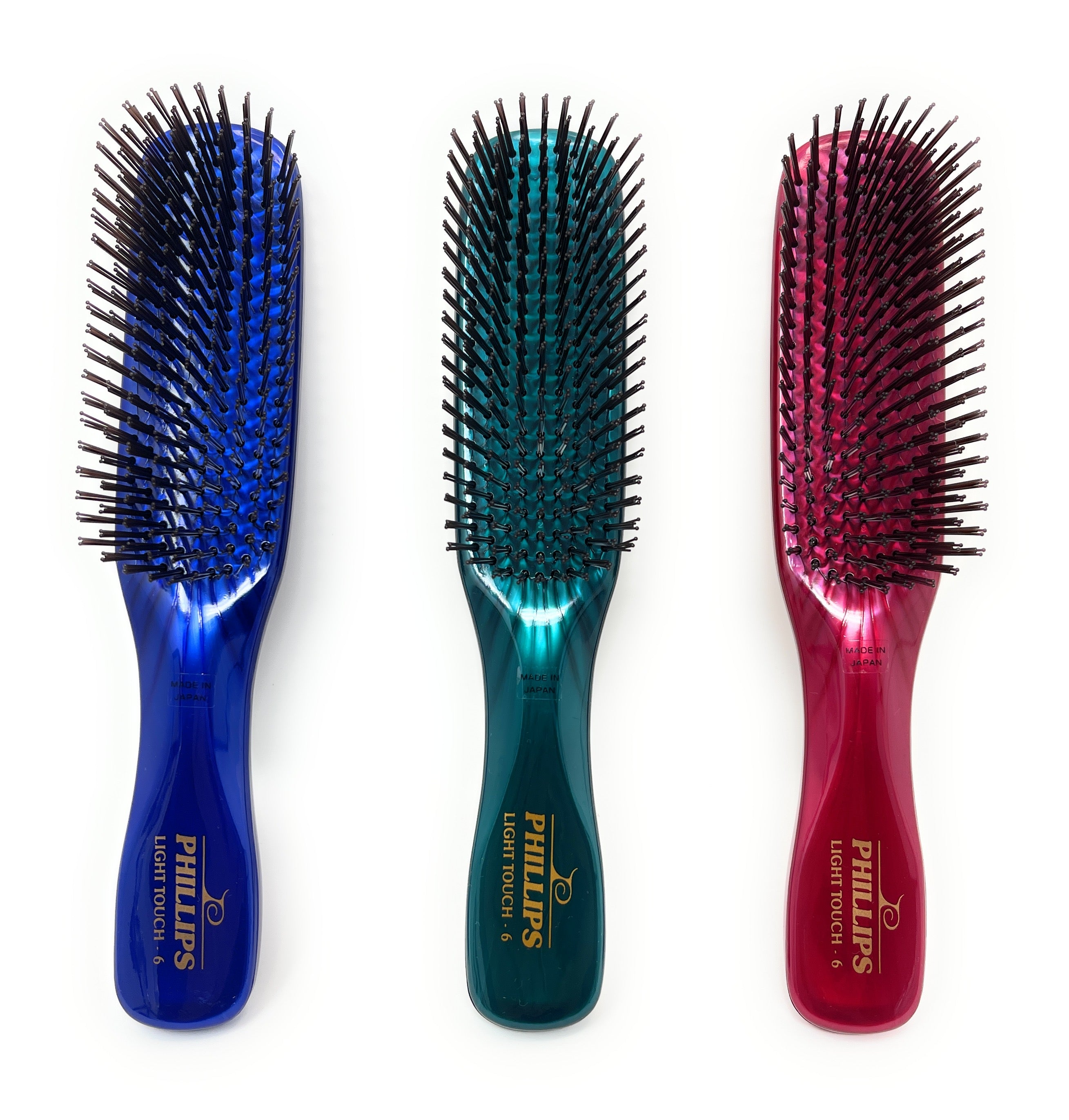 Philips Brush Light Touch 6 Gem Nylon Bristle Hair Brush - 9 Row Unisex Detangling Brush for Smooth & Shiny Hair | Perfect for Daily Styling, Salon Use & Travel