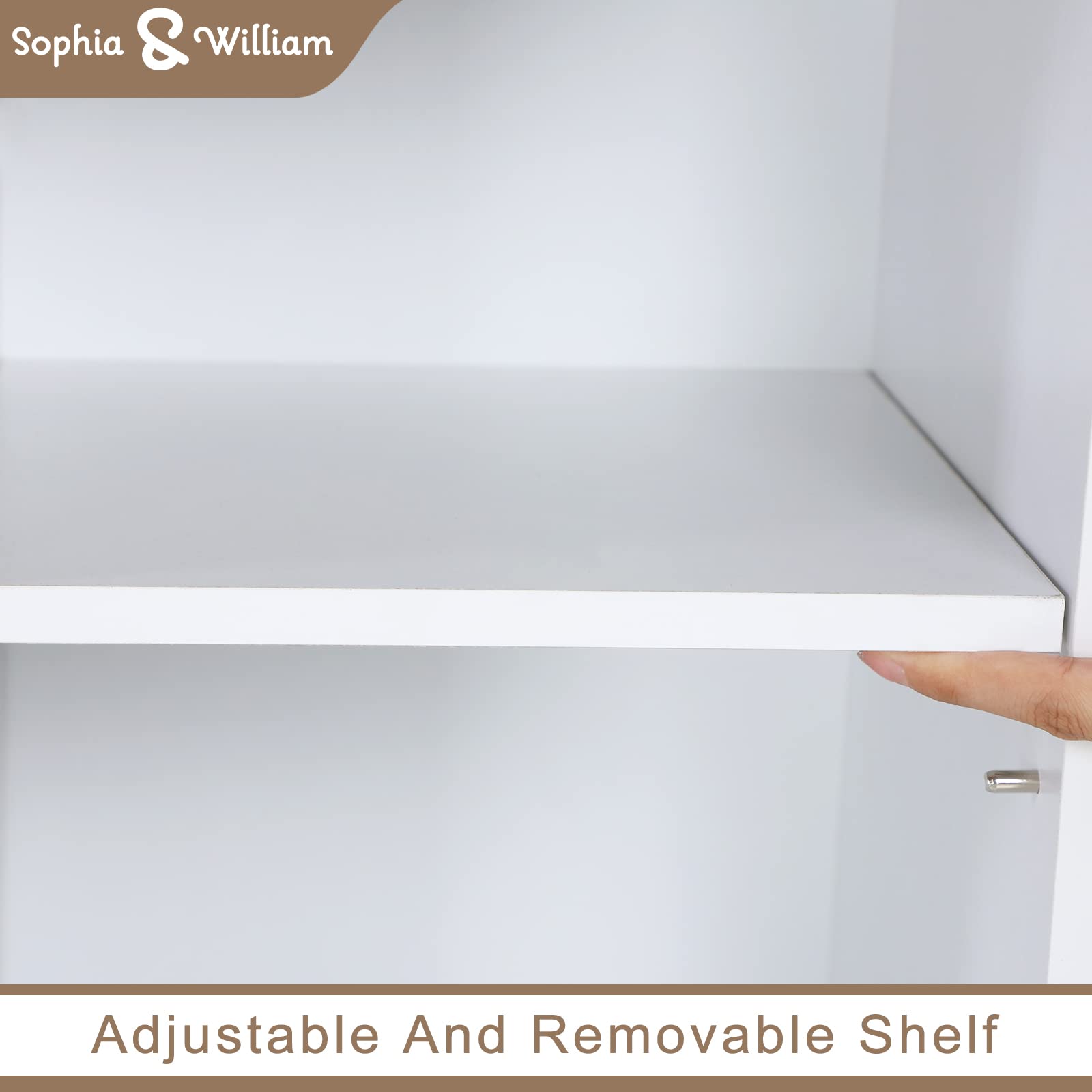 Sophia & William Entryway Shoe Bench with Cushion - 8 Compartment Storage Cabinet, Adjustable Shelves Freestanding Shoe Rack (400 lbs Capacity) - Perfect for Hallway, Mudroom & Closet Organization - White