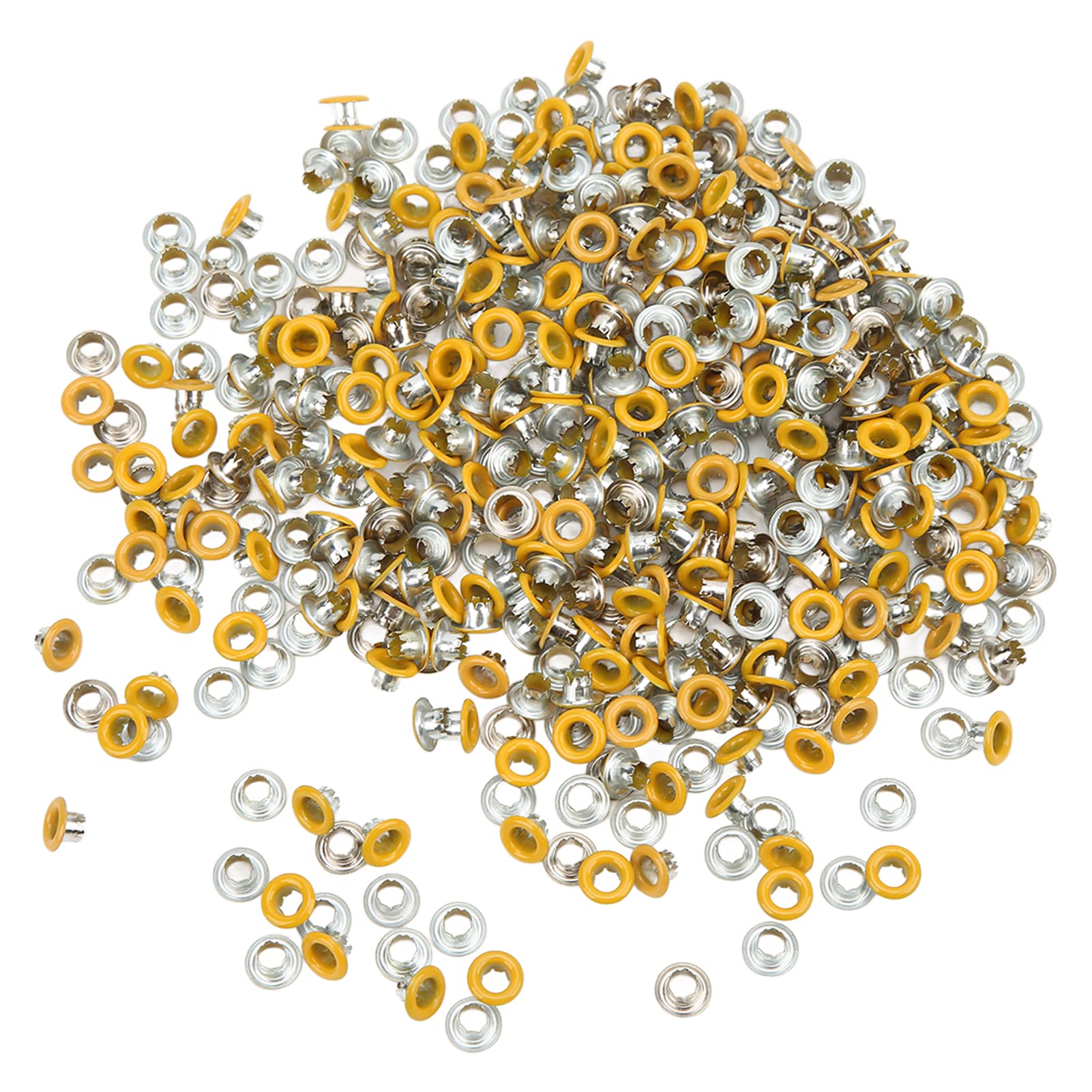 YK4/5C23 Metal Eyelets with Round Edge - Durable Garment Accessories for Leather Crafts (Yellow) | Perfect for DIY Clothing, Handbags & Leatherworking Projects