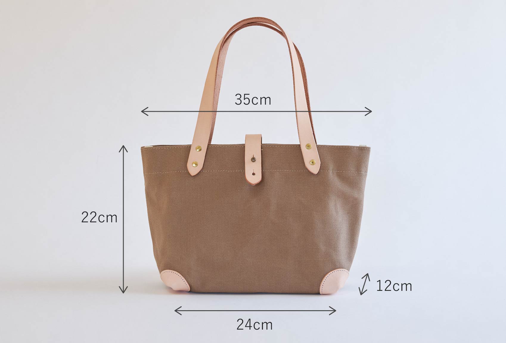 Stylish Kurashiki Hampu Canvas Tote Bag with Button Studs - Beige | Durable & Fashionable Shoulder Bag for Work, Travel & Daily Use