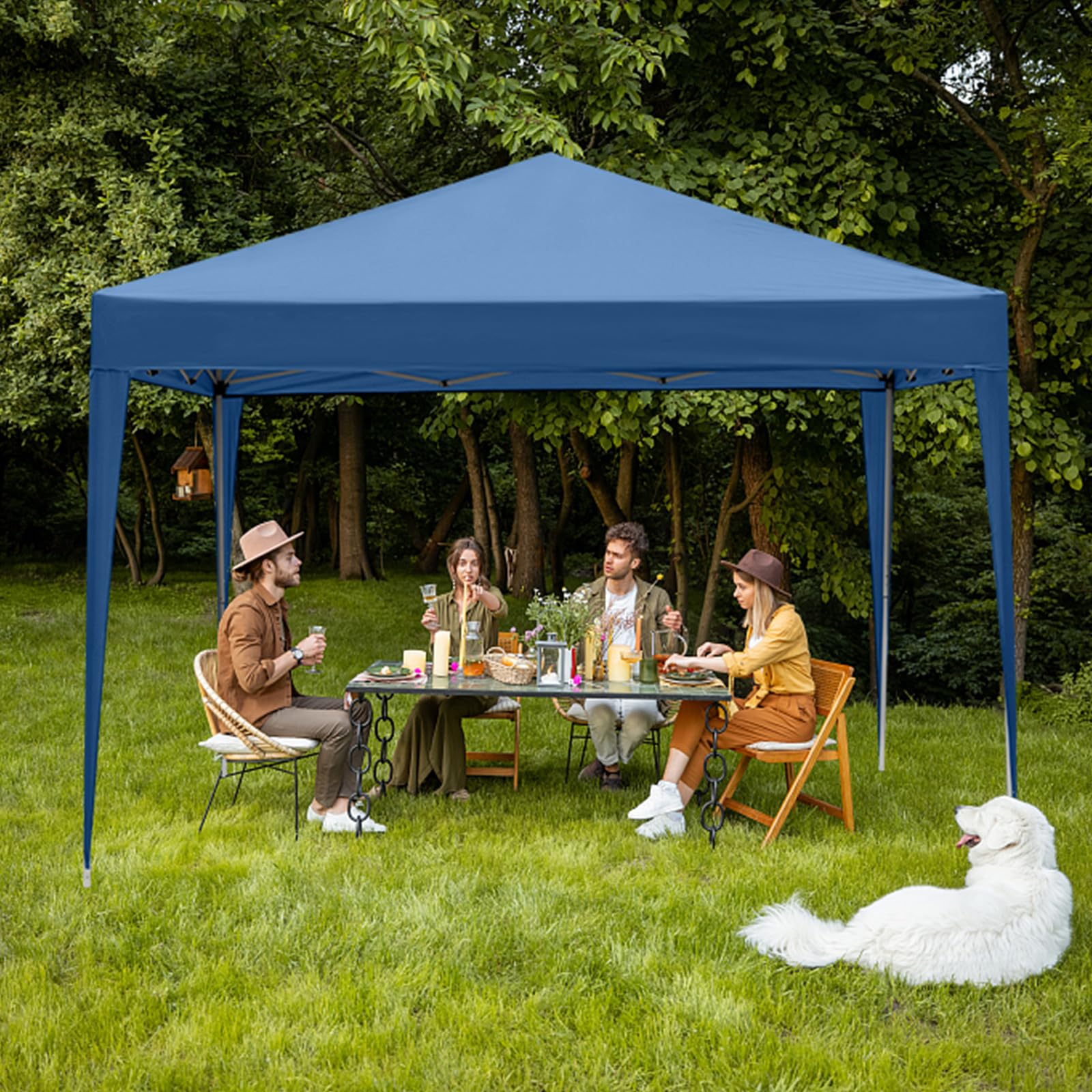 VINGLI 10x10 Pop Up Canopy Tent with Sidewalls - Waterproof Outdoor Gazebo & Patio Event Tent for Parties, Weddings, Camping & Backyard Gatherings (Blue) - Commercial Grade Instant Shelter for Outdoor Events & Markets