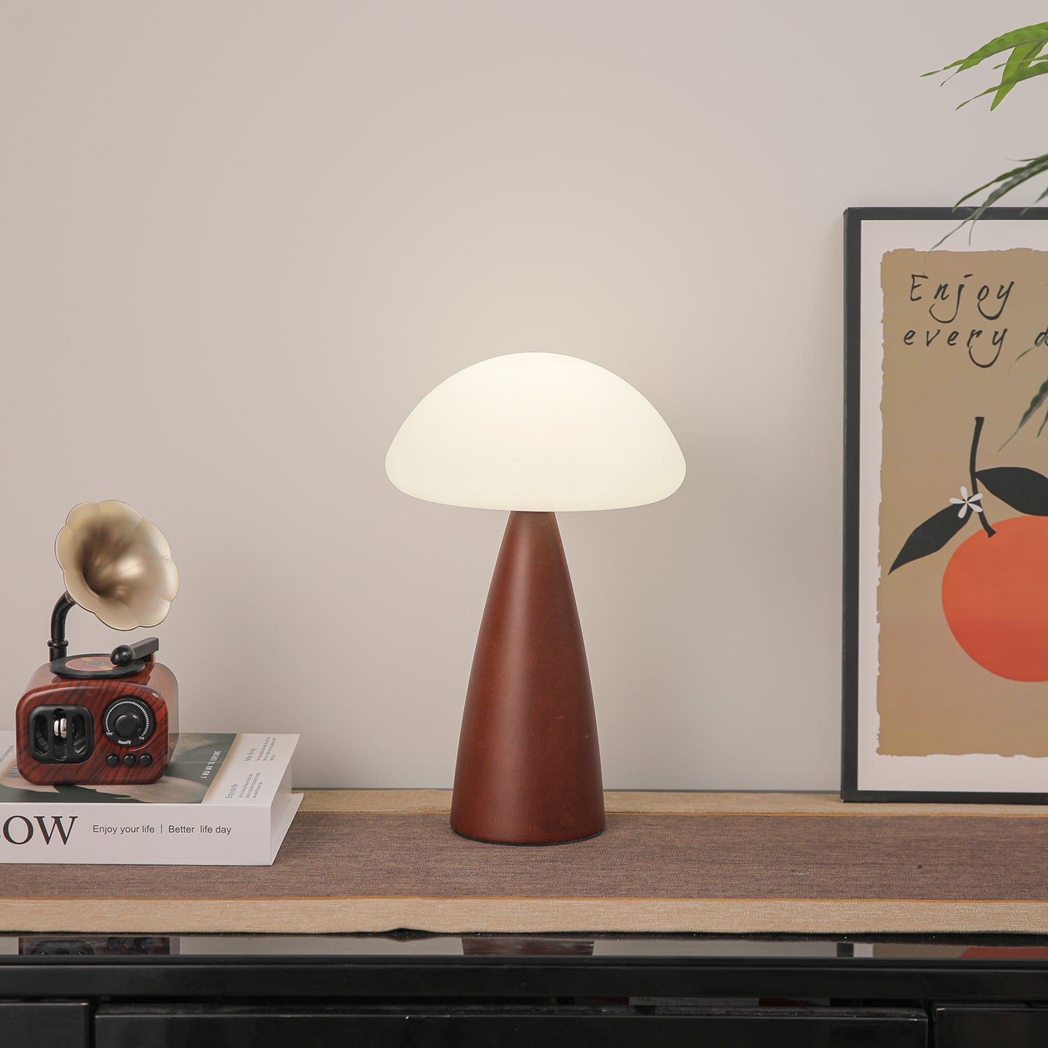 Clara Mushroom Table Lamp - Modern Nightstand Light with USB Port, Warm White LED for Bedroom, Living Room, Nursery & Office Decor