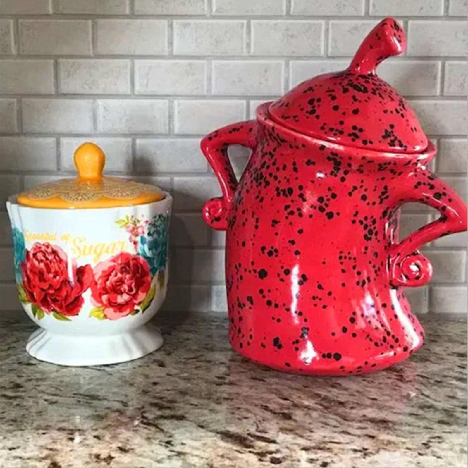 Stylish Sassy Hands on Hips Teapot & Canister Set - Drop Resistant Kitchen Organizer for Tea, Coffee & Sugar Storage - Perfect for Home Decor, Gift Giving & Coffee Shops (Style C)