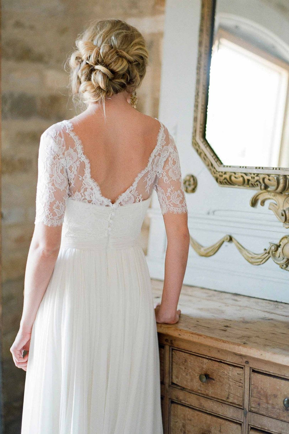 Elegant Ivory French Lace Cover Up with V Back - Perfect for Beach Weddings, Bridal Showers & Summer Vacations