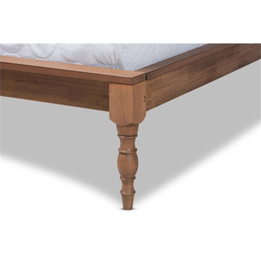 BOWERY HILL Queen Size Wood Bed Frame - Ash Brown Finish - Sturdy & Elegant Platform Bed for Master Bedroom, Guest Room, or Dorm
