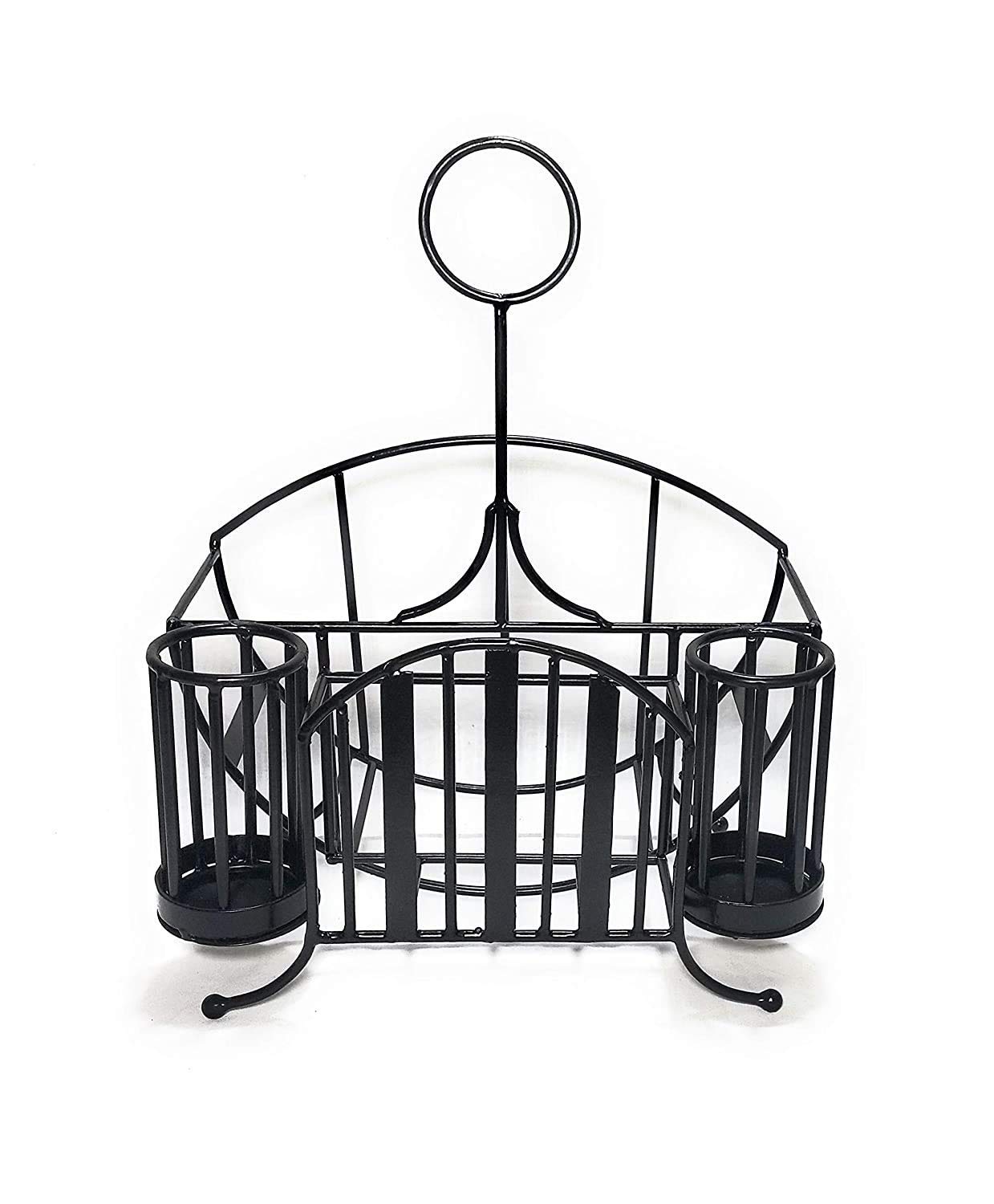 Modern Kitchen Dish Rack with Cutlery Stand & Napkin Holder - Space Saving Kitchen Utensil Organizer for Countertop, Drying Dishes & Storing Spoons, Forks, Knives - Perfect for Small Kitchens, Apartments & Dorm Rooms
