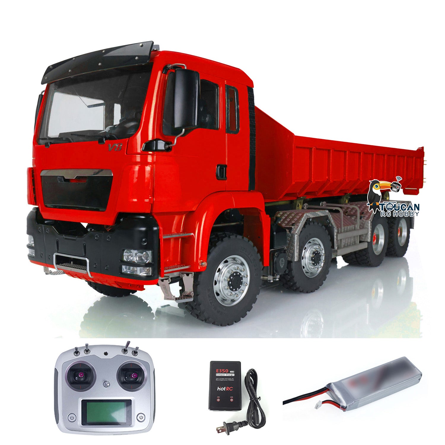 1/14 Scale LESU Hydraulic RC Dump Truck - 8x8 Metal Construction, Ready-to-Run (RTR) Remote Control Construction Vehicle for Kids & Adults - Perfect for Construction Site Play, Off-Road Adventures & RC Hobby Enthusiasts
