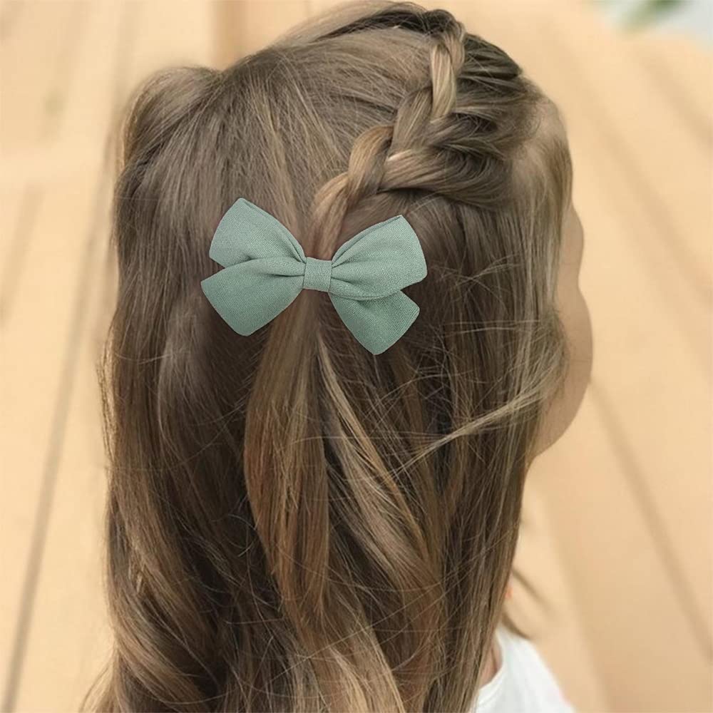 KEYVOR 4Pcs Cute Bowknot Hair Clips for Girls - Handmade Solid Hair Barrettes, Headbands & Hair Accessories (Size 7) - Perfect for School, Parties & Everyday Hairstyles