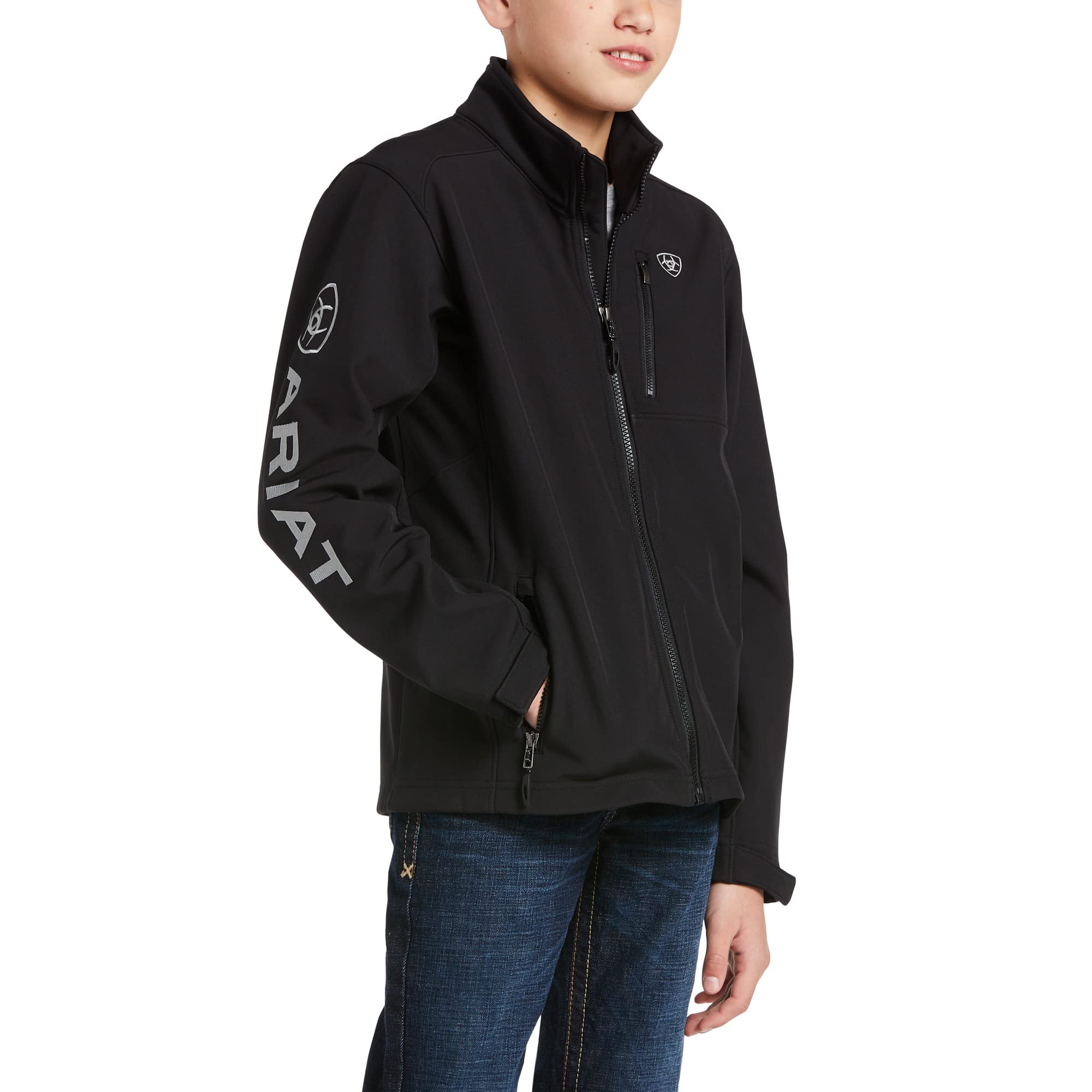 ARIAT Boys' Logo 2.0 Softshell Jacket - Water-Resistant Windbreaker for Outdoor Activities, Hiking & School Wear