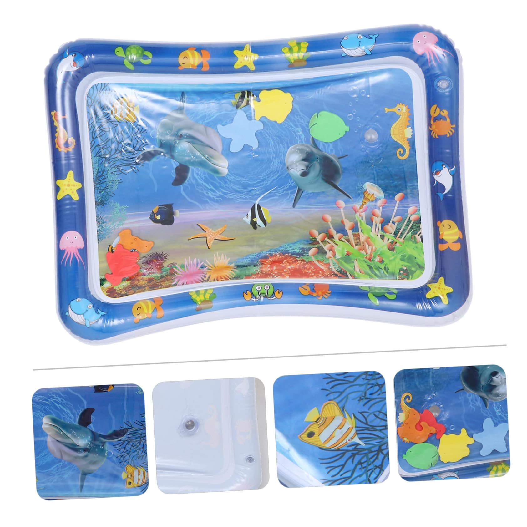 **Toyvian 3-Piece Water Cushion Play Mat for Babies - Non-Toxic Blue Plastic Sensory Play Mat for Toddlers - Perfect for Indoor & Outdoor Water Play, Tummy Time, and Sensory Development**