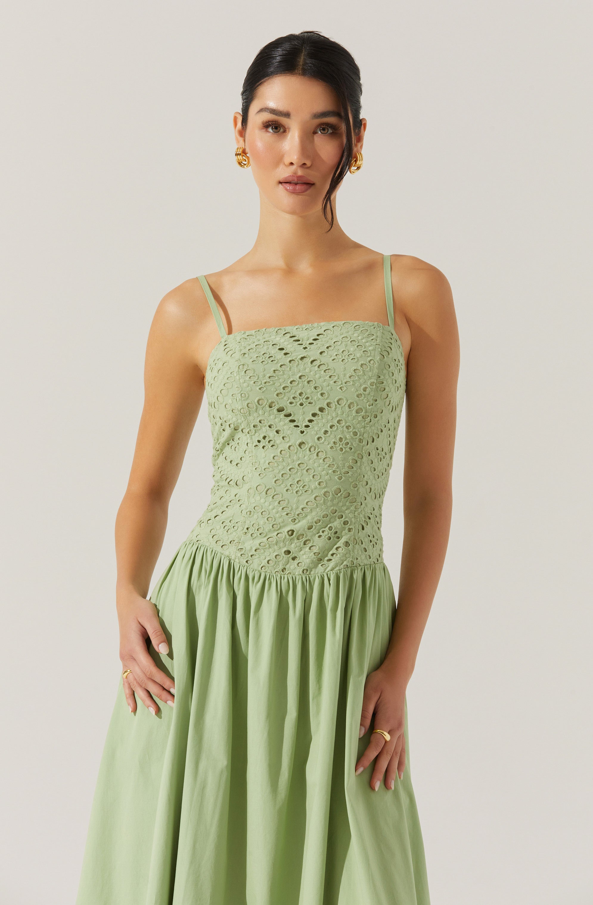 Nathalia Eyelet Midi Dress - Floral Lace Summer Dress for Women, Boho Chic Casual & Party Wear, Perfect for Beach Vacations & Date Nights