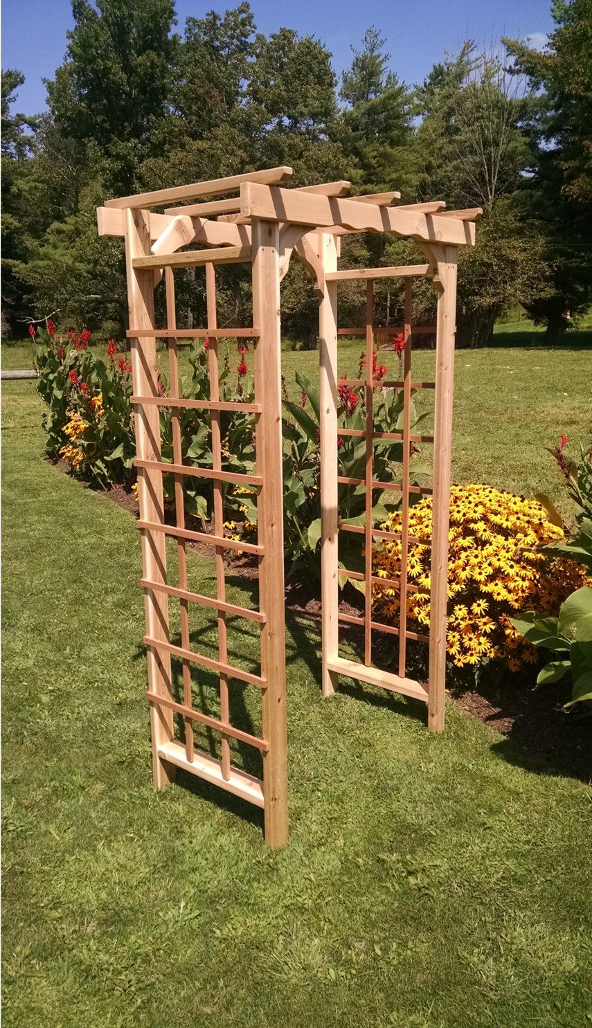 Handcrafted Amish Cedar Wood Morgan Arbor - Rustic Garden Arbor for Outdoor Weddings, Backyard Decor & Landscaping