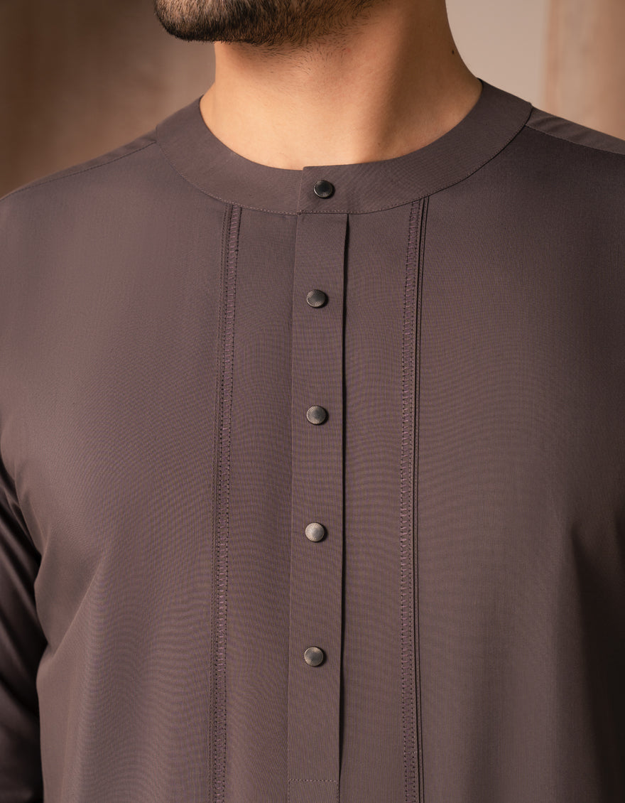 Premium Blended Grey Jubba by J. Junaid Jamshed - Traditional Islamic Thobe for Men - Perfect for Eid, Friday Prayers & Special Occasions