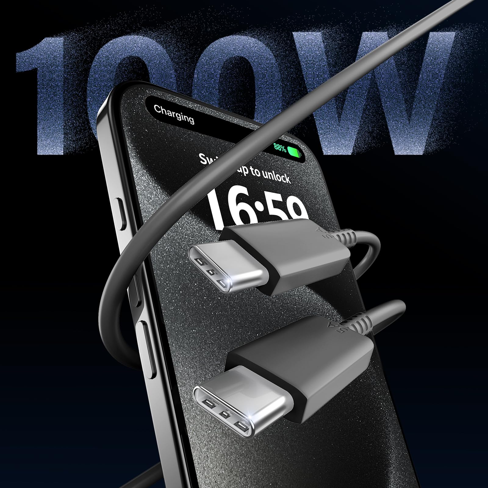 45W USB C Fast Charger for iPhone 16 Pro Max - Super Fast Charging Block with 10FT Long Type C Cable - Compatible with iPhone 16/16 Pro/16 Pro Max/16 Plus/15/15 Pro Max & Samsung Galaxy - Perfect for Home, Office & Travel - Black