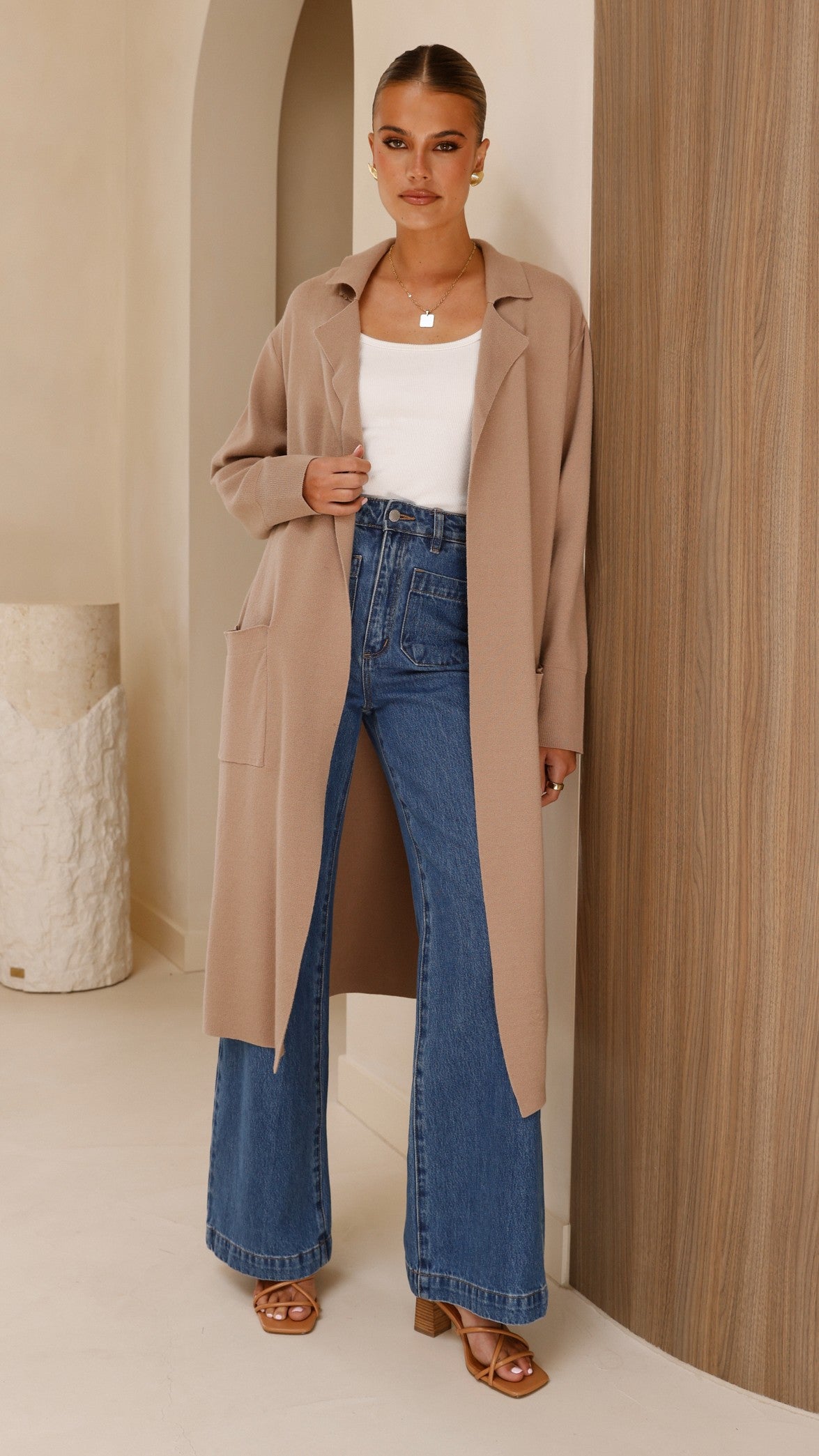 Kira Coatigan Women's Long Cardigan Sweater - Soft Stone Color for Fall & Winter | Perfect for Office, Casual Outfits & Layering