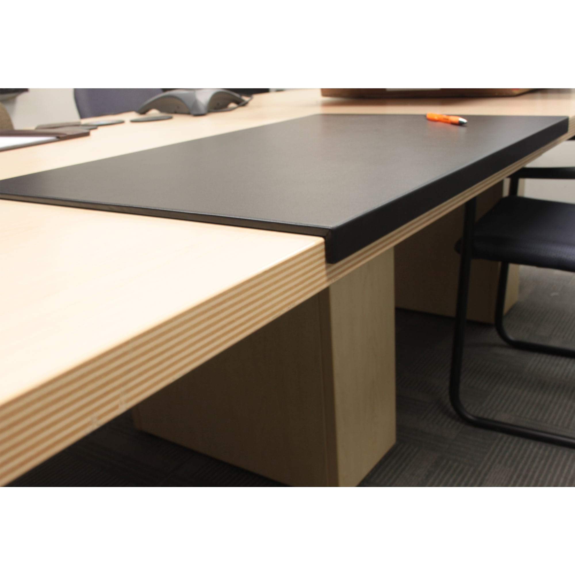 Premium Black Leather Desk Mat 30x19 Inches - Non-Slip Work Surface with Fixation Lip for Office, Gaming & Home Workspace - Protects Desks from Scratches & Spills