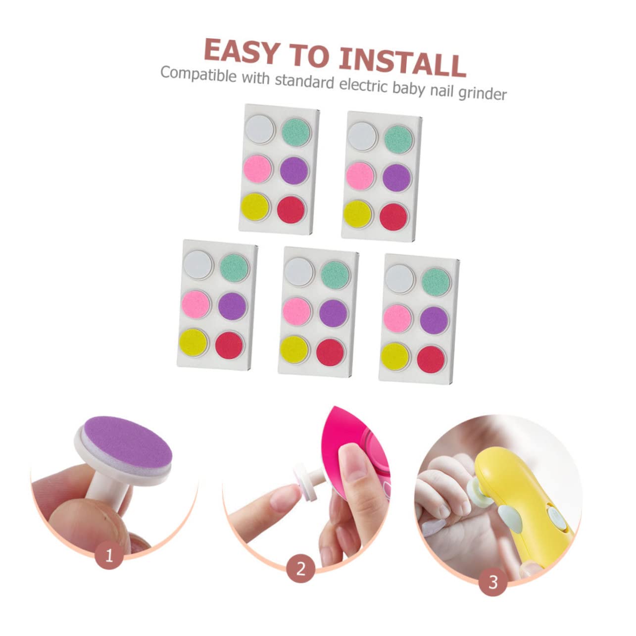 iBasenice 2 Sets Baby Nail Trimmer Replacement Heads - Electric Nail Grinding Pads for Safe & Easy Infant Nail Care - 30pcs x 2 - Perfect for Newborns & Toddlers at Home or Travel