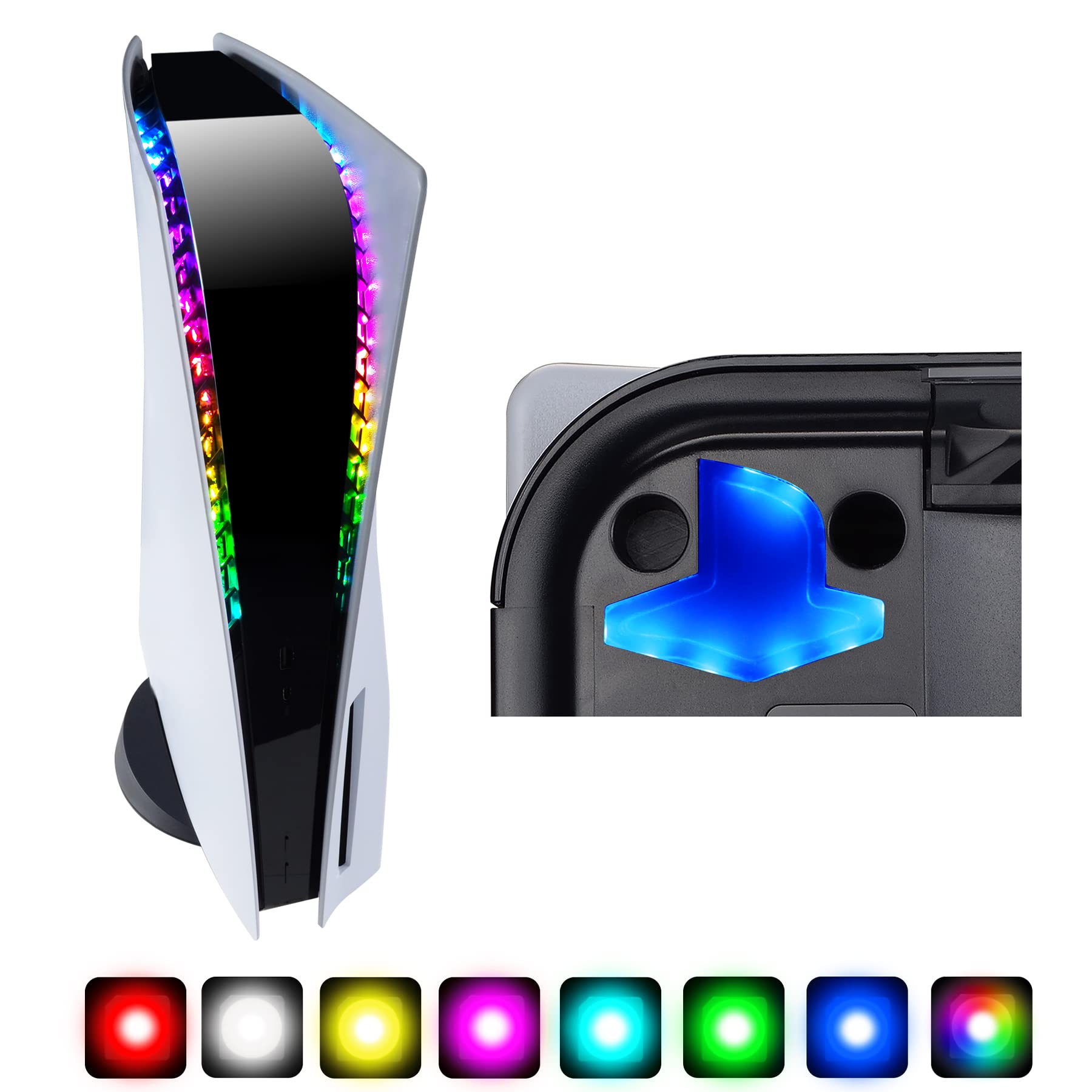 eXtremeRate RGB LED Light Strip for PS5 - Custom Illuminated Logo DIY Decoration Kit for PlayStation 5 Disc & Digital Edition - Gaming Room Setup & Console Customization Accessories