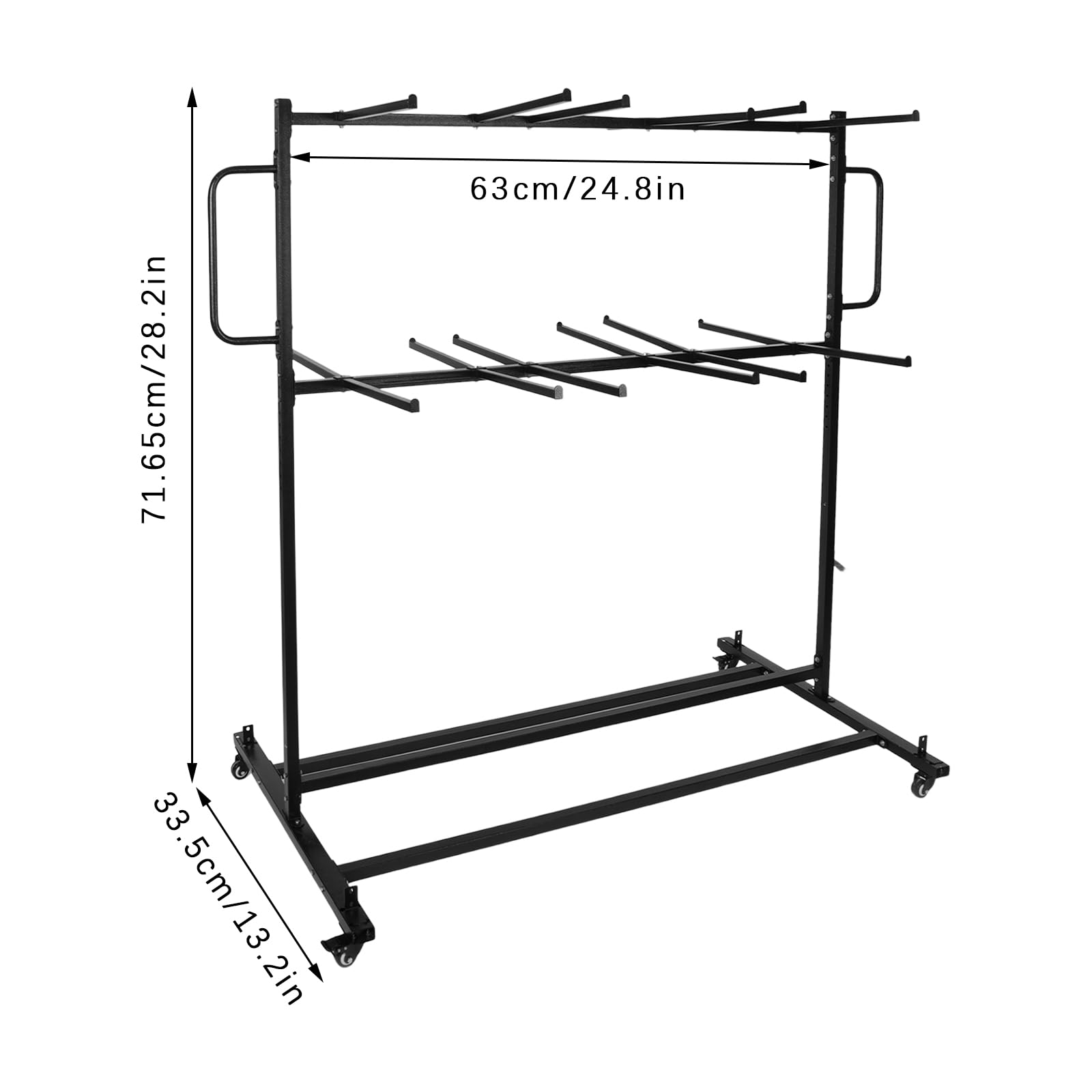 2-Tier Folding Chair Cart with Wheels - Heavy Duty Commercial Storage Rack for 84 Chairs & Tables - Locking Casters for Stability - Ideal for Hotels, Meeting Rooms, Events & Banquets (33.5 x 63 x 71.65 Inches) - Space-Saving Solution for Conference Centers, Churches & School Auditoriums