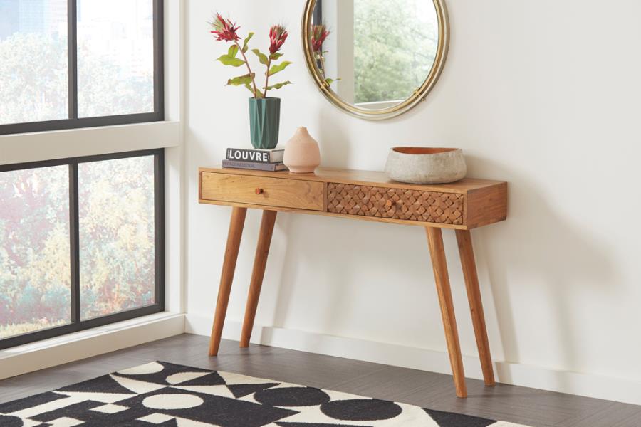 Modern Wooden Indie Console Table - Entryway Sofa Table with Storage Shelf | Perfect for Hallway, Living Room & Bedroom Decor