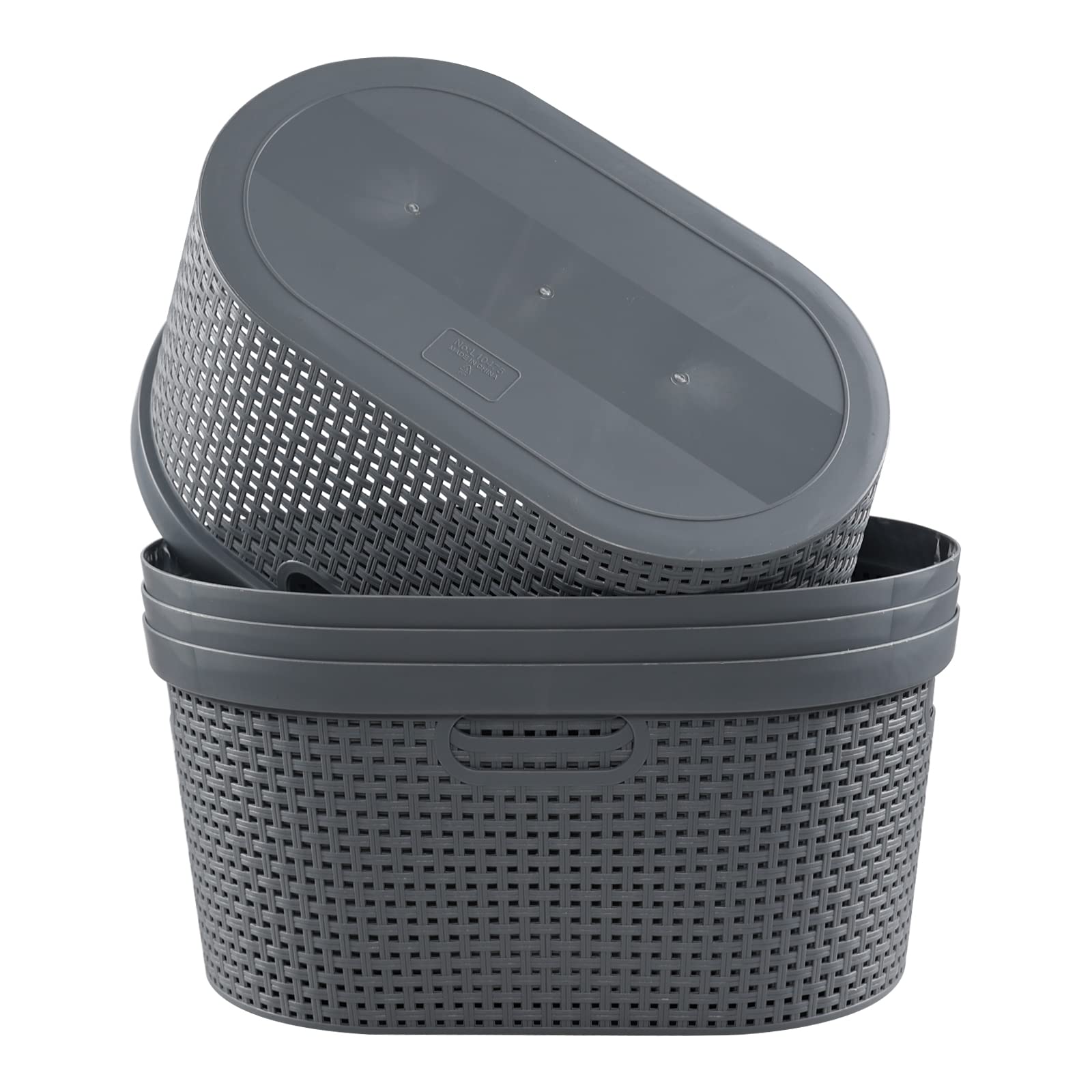 Saedy 4-Pack Large 40L Plastic Laundry Baskets with Handles - Foldable Clothes Hamper for Bedroom, Laundry Room & Dorm Organization