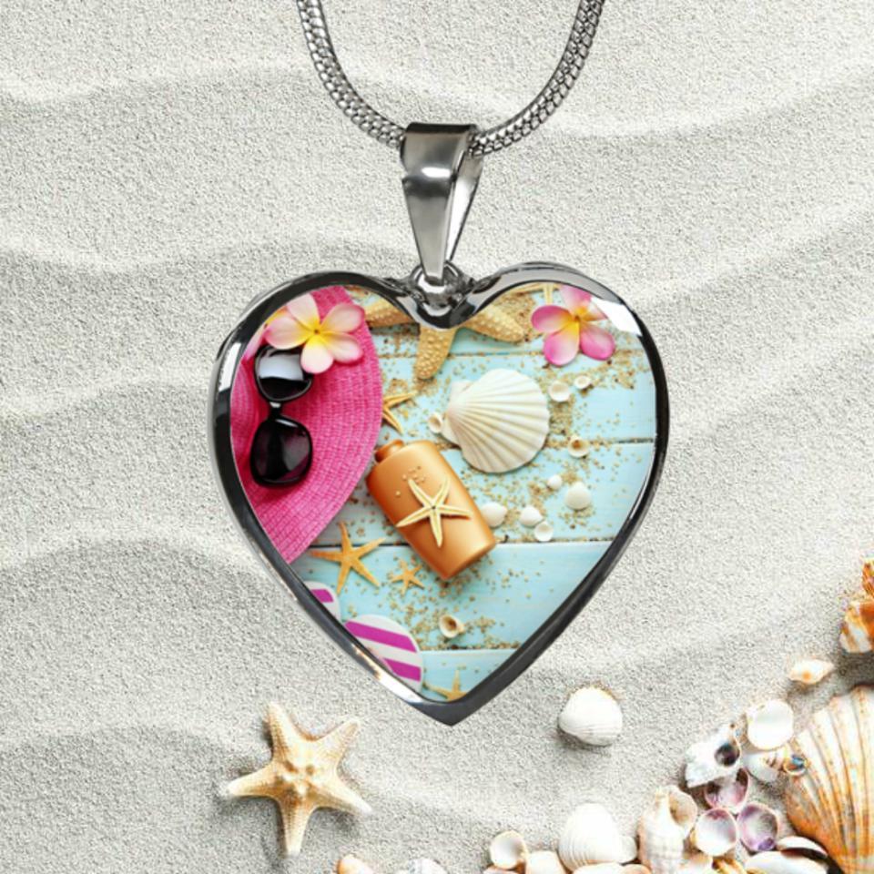 Beachy Heart Necklace Set - Dainty Gold or Silver Layered Pendant for Women | Perfect for Summer Vacations, Beach Weddings & Boho Fashion