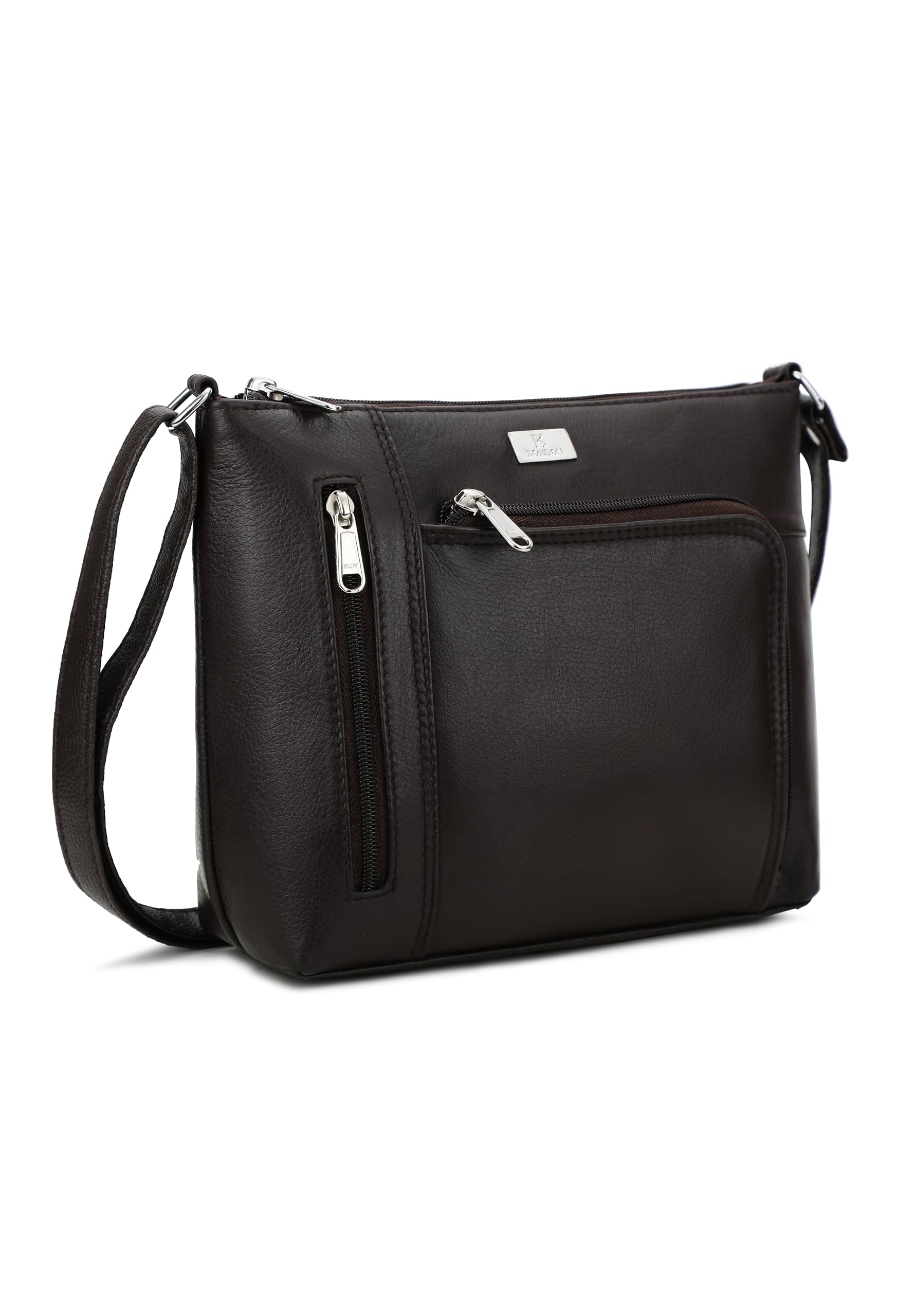K London Genuine Leather Crossbody Sling Bag for Women - Phone Pouch Purse with Adjustable Strap - Fashionable Shoulder Bag for Daily Use, Travel & Shopping (Brown)