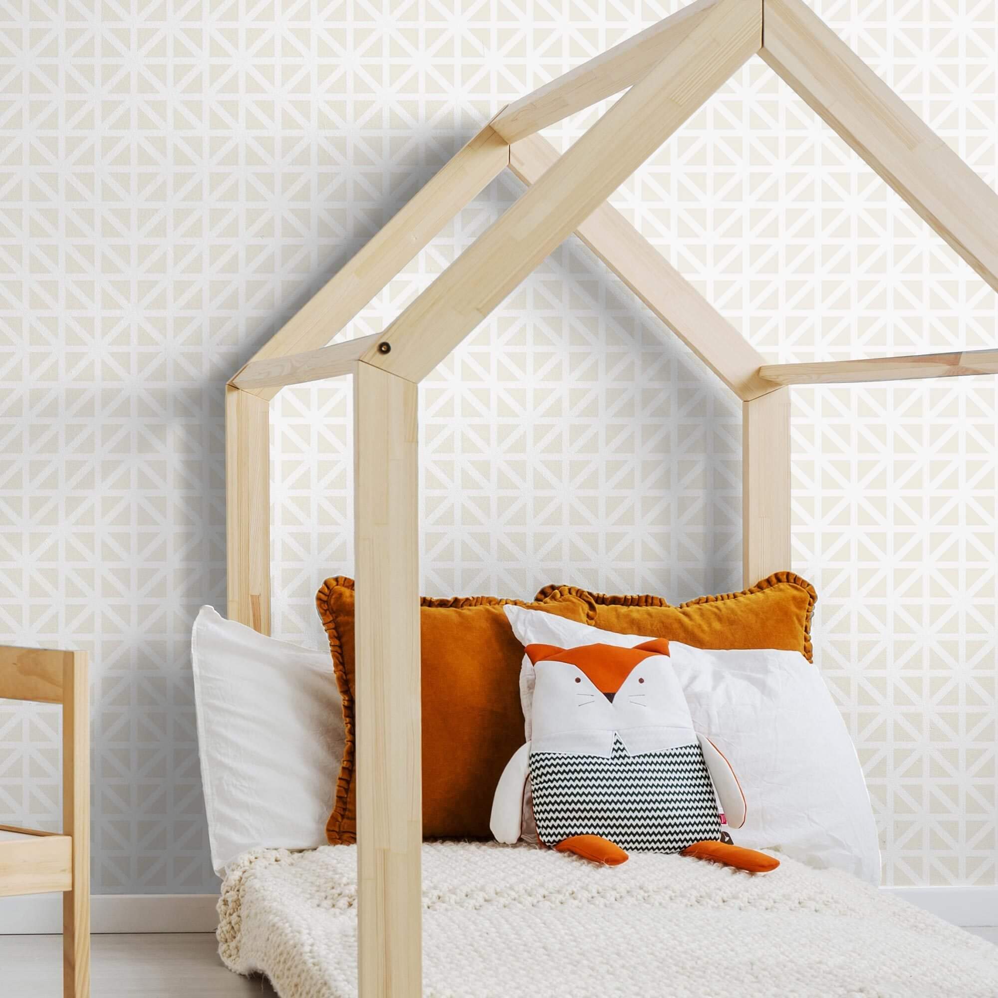 Beige Triangle Peel and Stick Removable Wallpaper - Self-Adhesive Geometric Wall Decor for Bedroom, Living Room & Office - Easy to Install & Remove