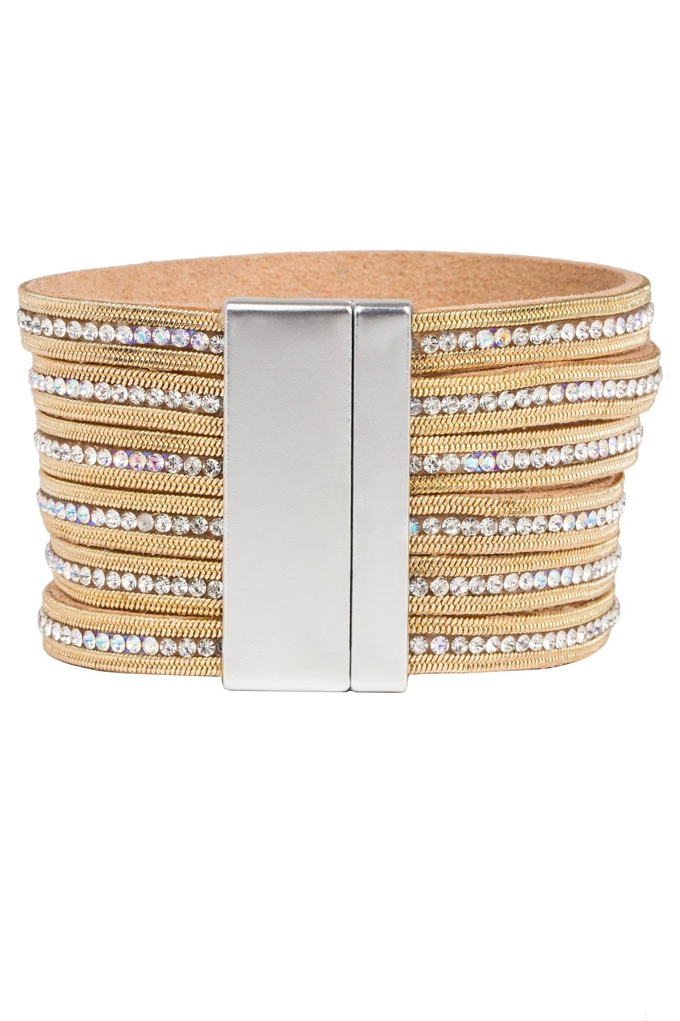 Sparkly Leather Crystal Bracelet for Women - Elegant Rhinestone Adjustable Wristband, Perfect for Parties, Weddings & Daily Wear