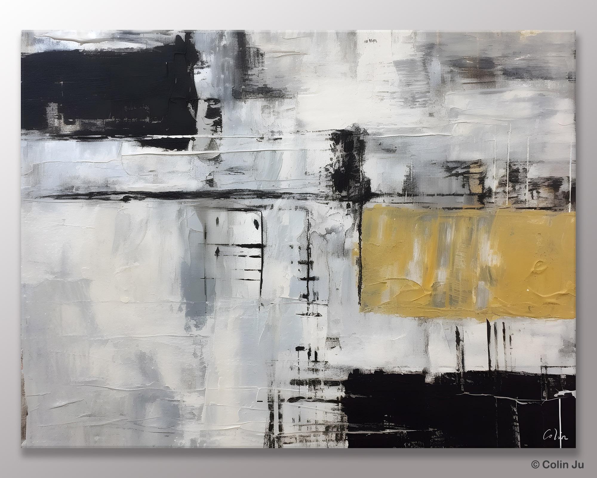 Black Abstract Acrylic Paintings - Large Modern Canvas Art for Bedroom Decor | Original Contemporary Wall Art | Perfect for Living Room, Office & Home Interior Design
